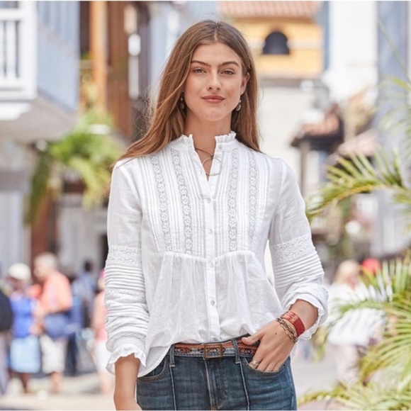 Sundance Tops - NWT Sundance Luella Victorian Top white ruffle lace detail size small boho